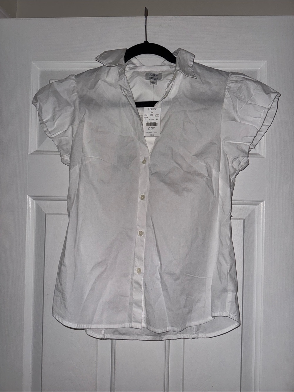 J. Crew White Short-Sleeve Button-Down Blouse